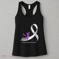 Hippie Dragonfly White Ribbon Lung Cancer Awareness Gifts Women's Tank Top thumb 3