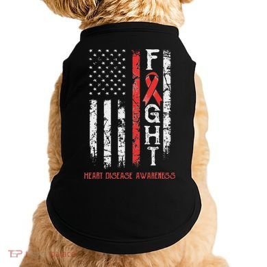Heart Disease Warrior Us Flag Doggie Tank