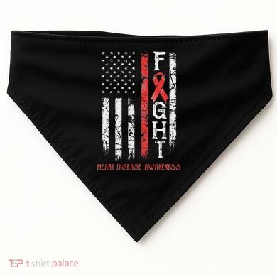 Heart Disease Warrior Us Flag USA-Made Doggie Bandana