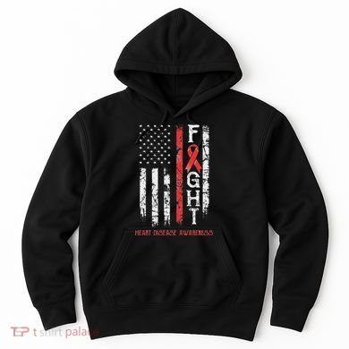 Heart Disease Warrior Us Flag Hoodie