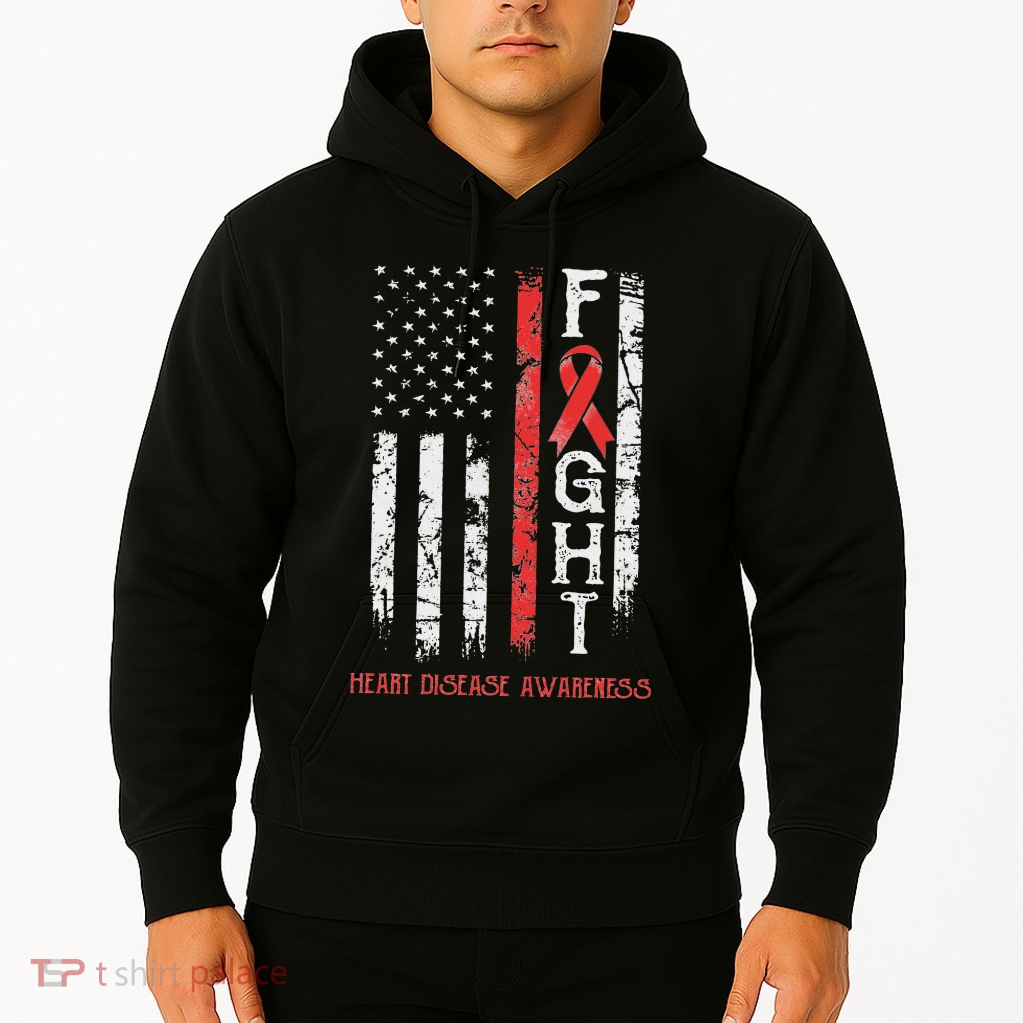 Heart Disease Warrior Us Flag Hoodie