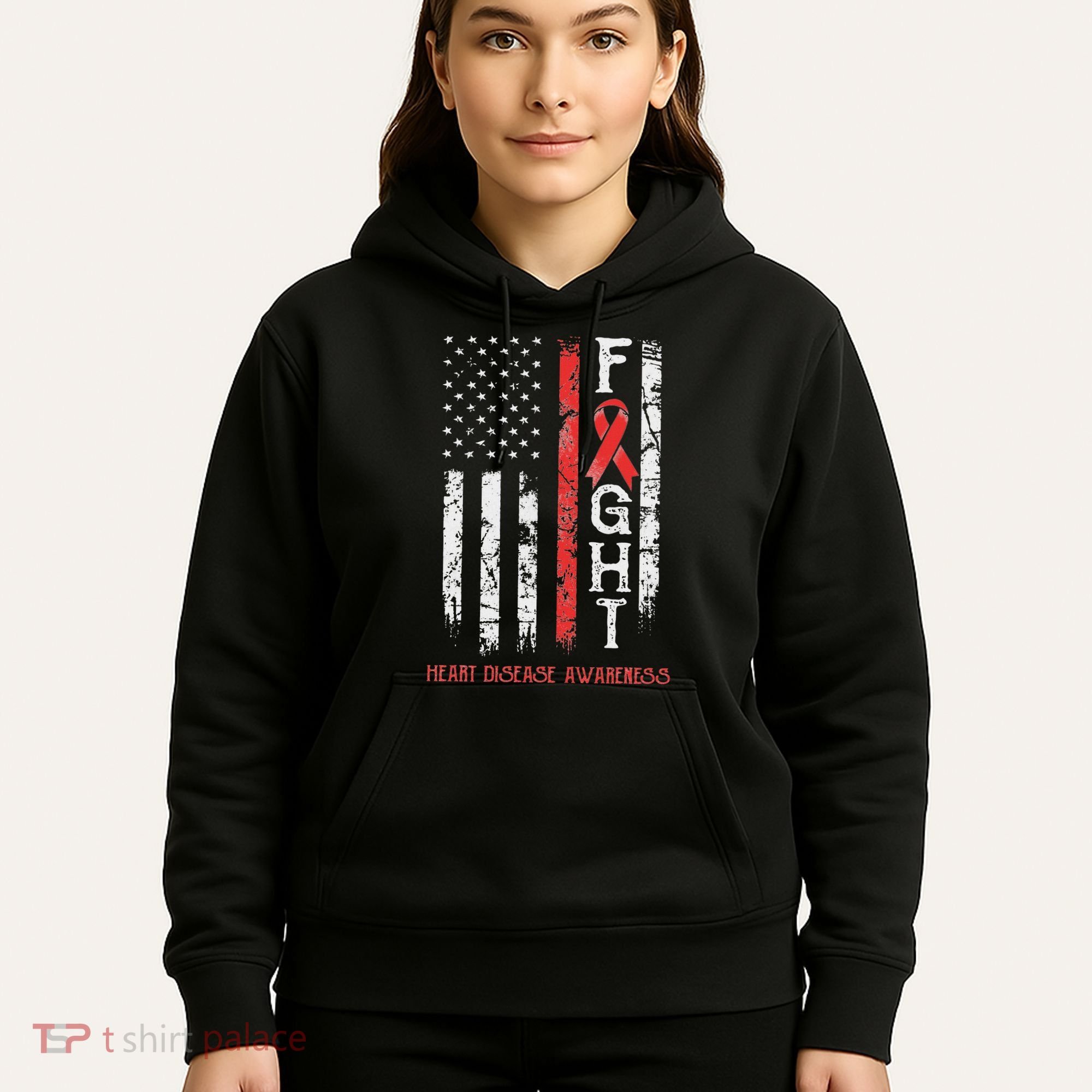 Heart Disease Warrior Us Flag Hoodie