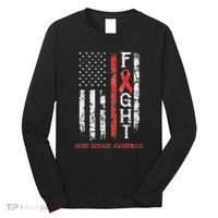 Heart Disease Warrior Us Flag Long Sleeve Shirt thumb 0