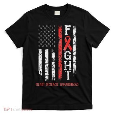 Heart Disease Warrior Us Flag T-Shirt