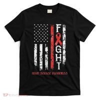 Heart Disease Warrior Us Flag T-Shirt thumb 0