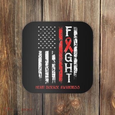 Heart Disease Warrior Us Flag Coaster