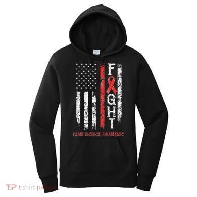 Heart Disease Warrior Us Flag Women's Hoodie