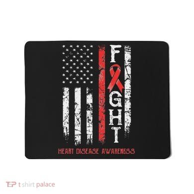 Heart Disease Warrior Us Flag Mousepad