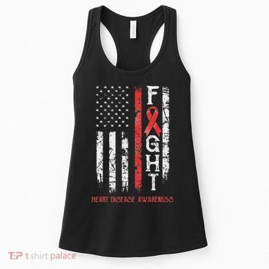 Heart Disease Warrior Us Flag Women's Tank Top