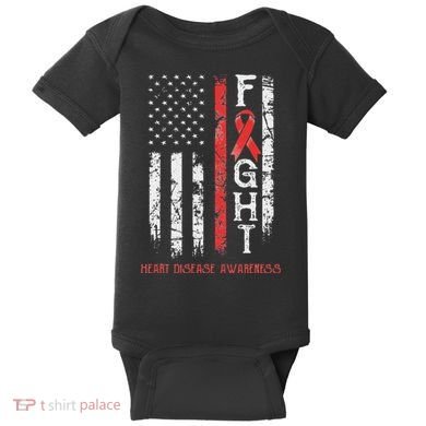 Heart Disease Warrior Us Flag Baby Bodysuit