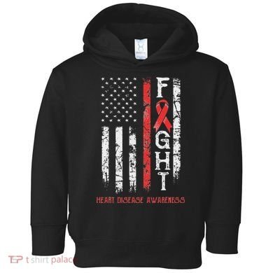 Heart Disease Warrior Us Flag Toddler Hoodie