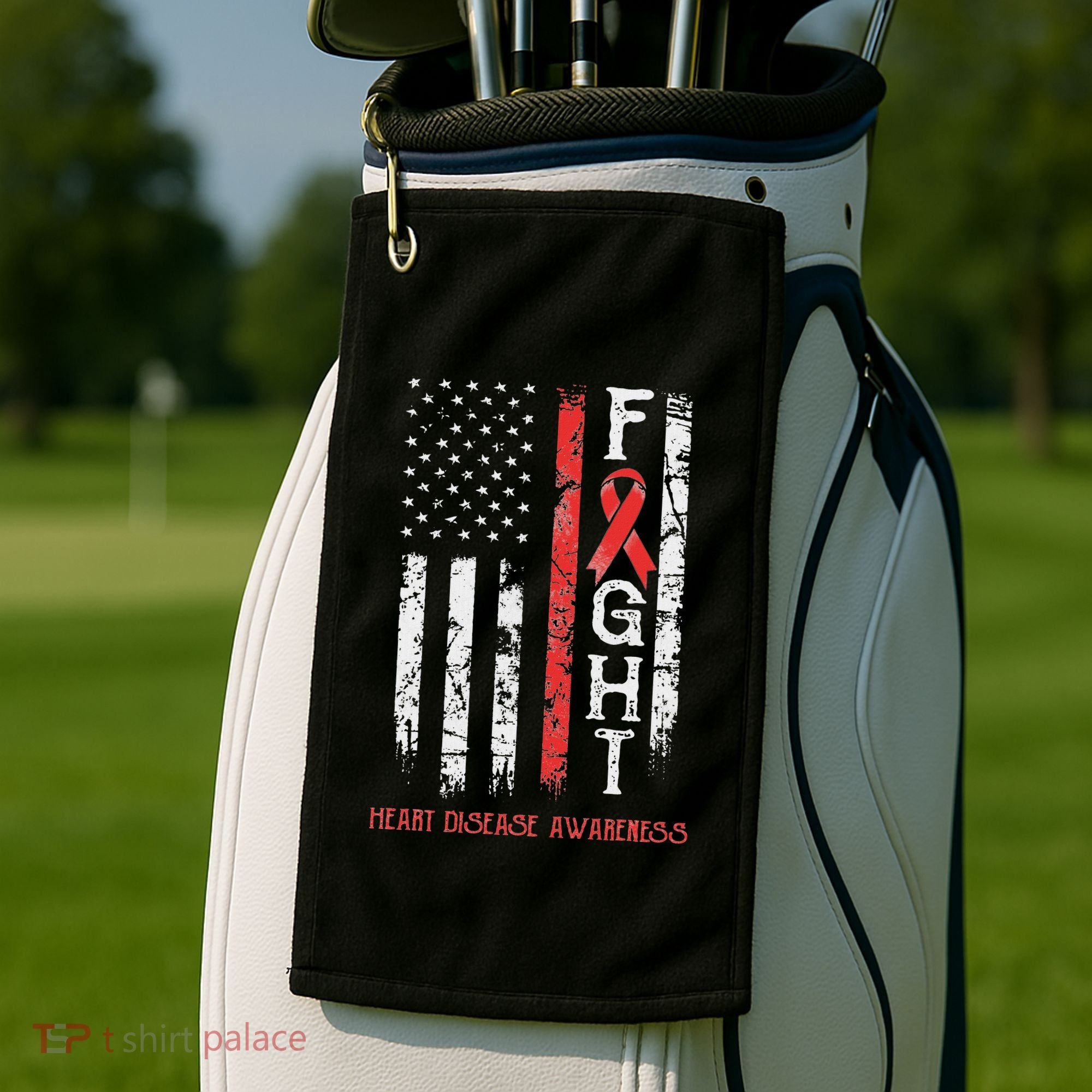 Heart Disease Warrior Us Flag Golf Towel