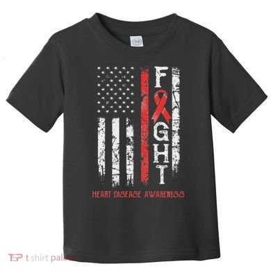 Heart Disease Warrior Us Flag Toddler T-Shirt