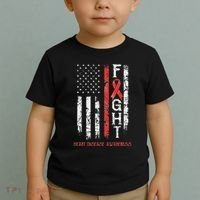 Heart Disease Warrior Us Flag Toddler T-Shirt thumb 2