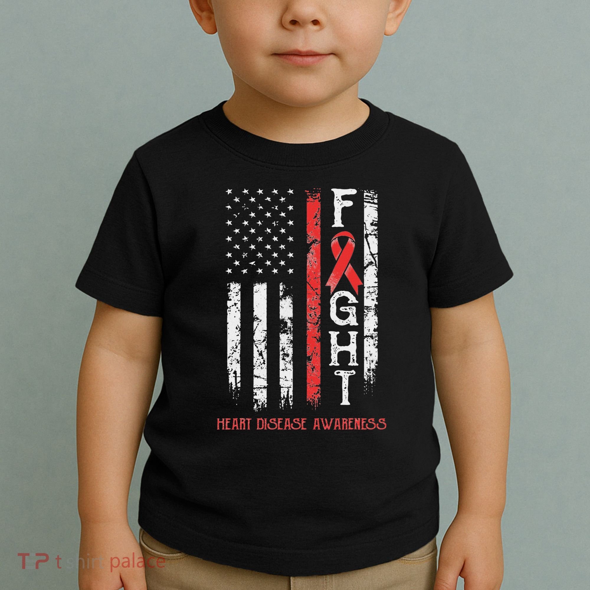 Heart Disease Warrior Us Flag Toddler T-Shirt