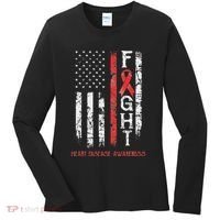Heart Disease Warrior Us Flag Women's Long Sleeve Shirt thumb 0