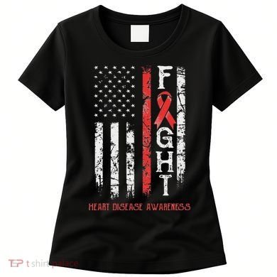 Heart Disease Warrior Us Flag Women's T-Shirt