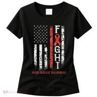 Heart Disease Warrior Us Flag Women's T-Shirt thumb 0
