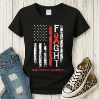 Heart Disease Warrior Us Flag Women's T-Shirt thumb 3