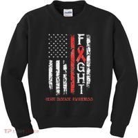 Heart Disease Warrior Us Flag Kids Sweatshirt thumb 0