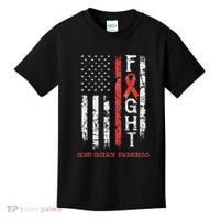 Heart Disease Warrior Us Flag Kids T-Shirt thumb 0