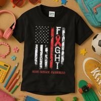 Heart Disease Warrior Us Flag Kids T-Shirt thumb 3