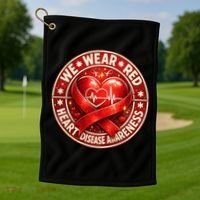 Heart Disease We Wear Red CHD Awareness Golf Towel thumb 1