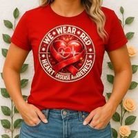 Heart Disease We Wear Red CHD Awareness Women's T-Shirt thumb 2