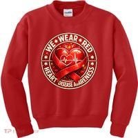 Heart Disease We Wear Red CHD Awareness Kids Sweatshirt thumb 0