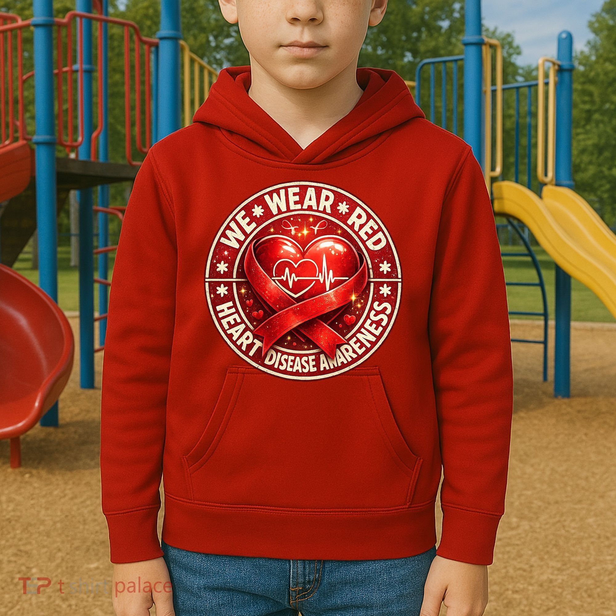 Heart Disease We Wear Red CHD Awareness Kids Hoodie