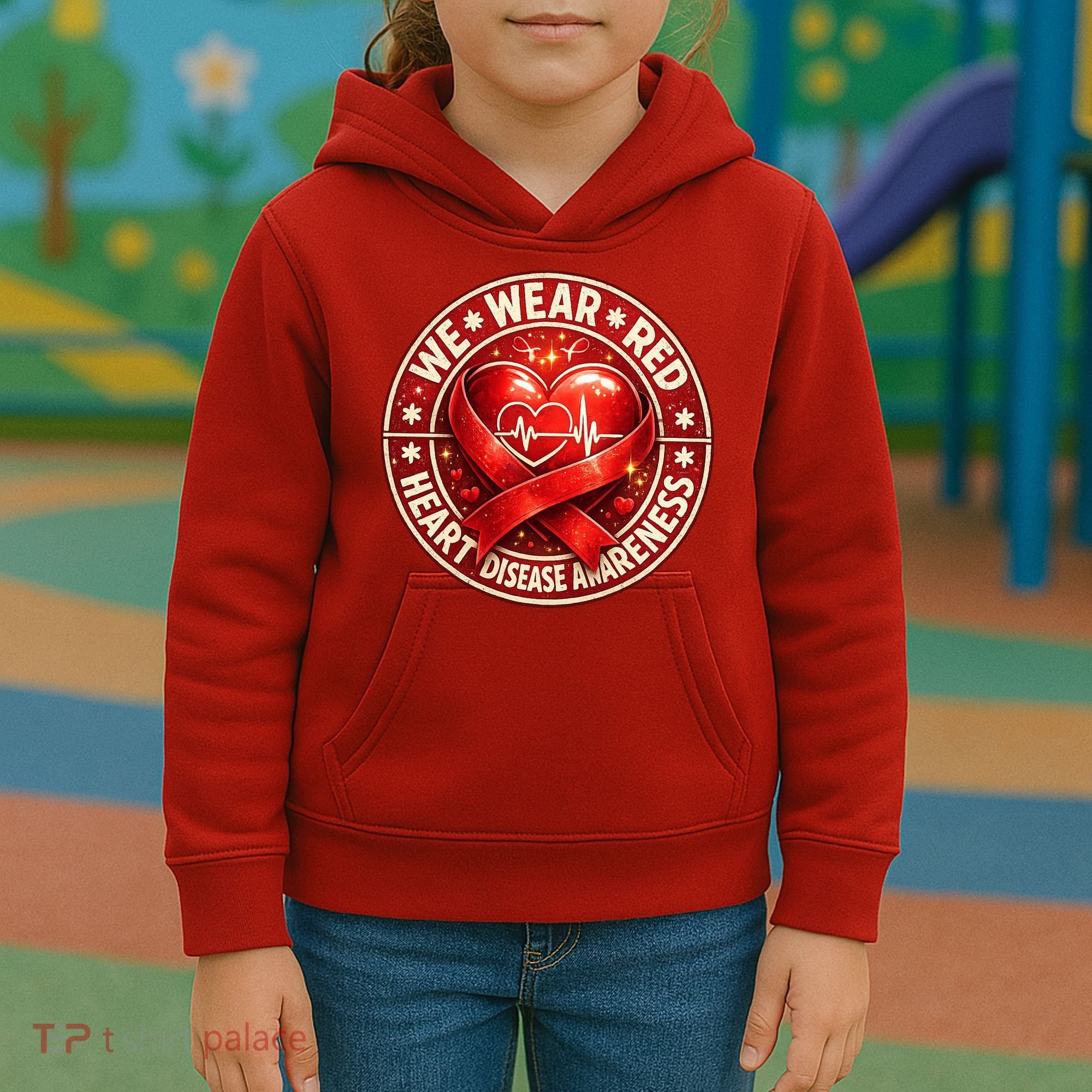 Heart Disease We Wear Red CHD Awareness Kids Hoodie