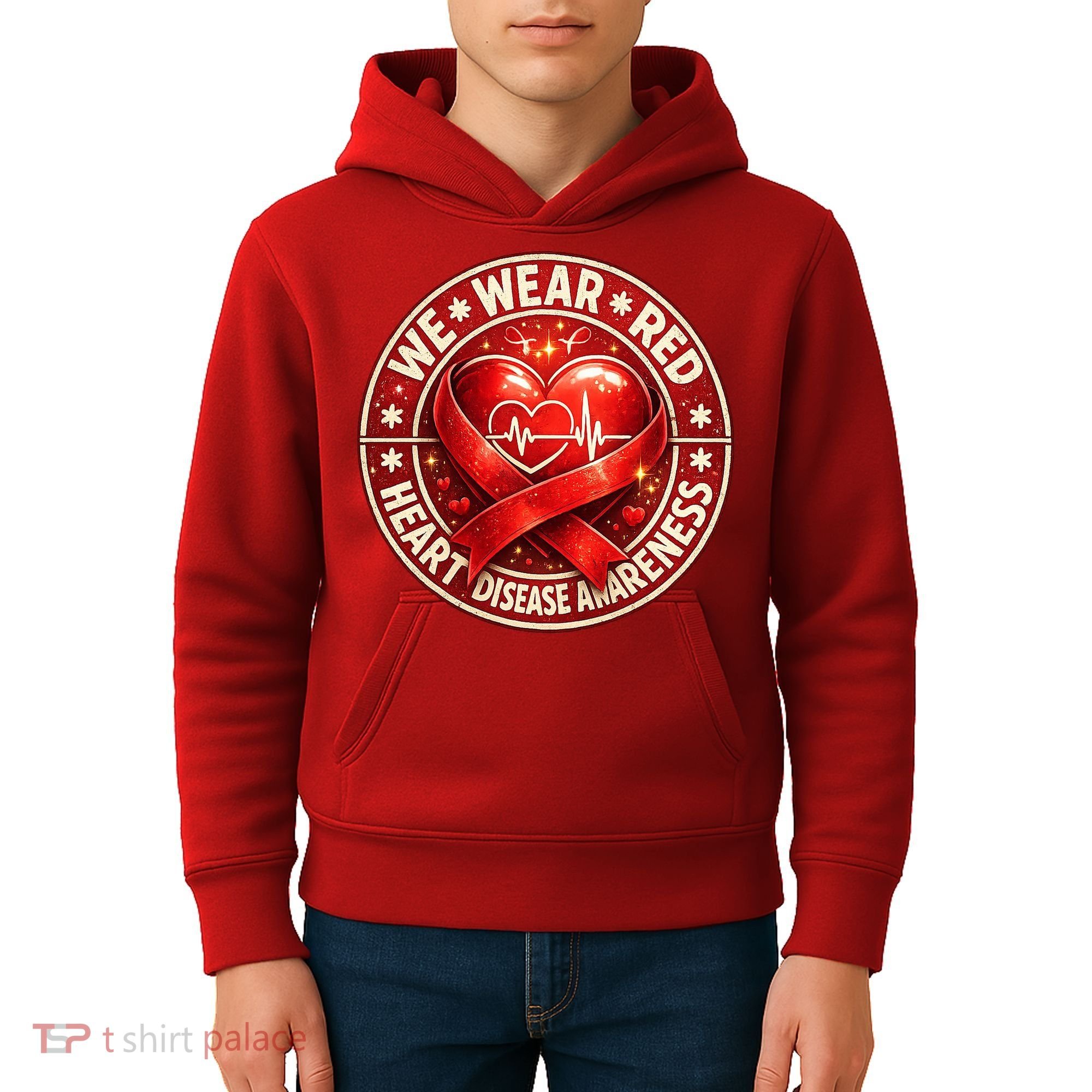 Heart Disease We Wear Red CHD Awareness Kids Hoodie