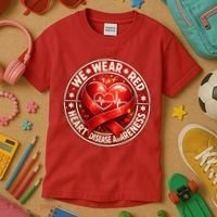 Heart Disease We Wear Red CHD Awareness Kids T-Shirt thumb 3