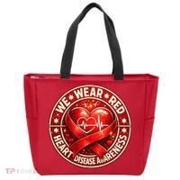 Heart Disease We Wear Red CHD Awareness Tote Bag thumb 0