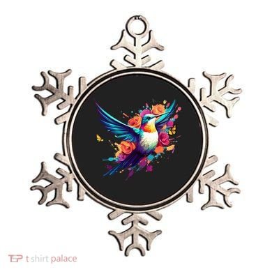 Hummingbird Design W Bright Vivid Colors & A Floral Splash Ornament