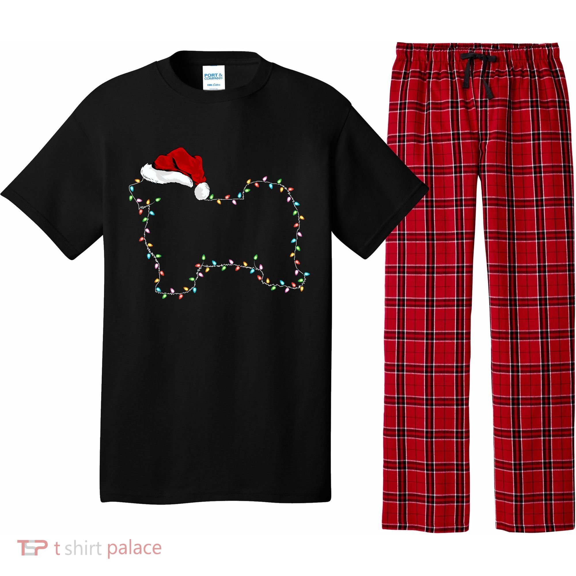 Havanese Dog Xmas Lighting Santa Hat Havanese Christmas Gift Pajama Set