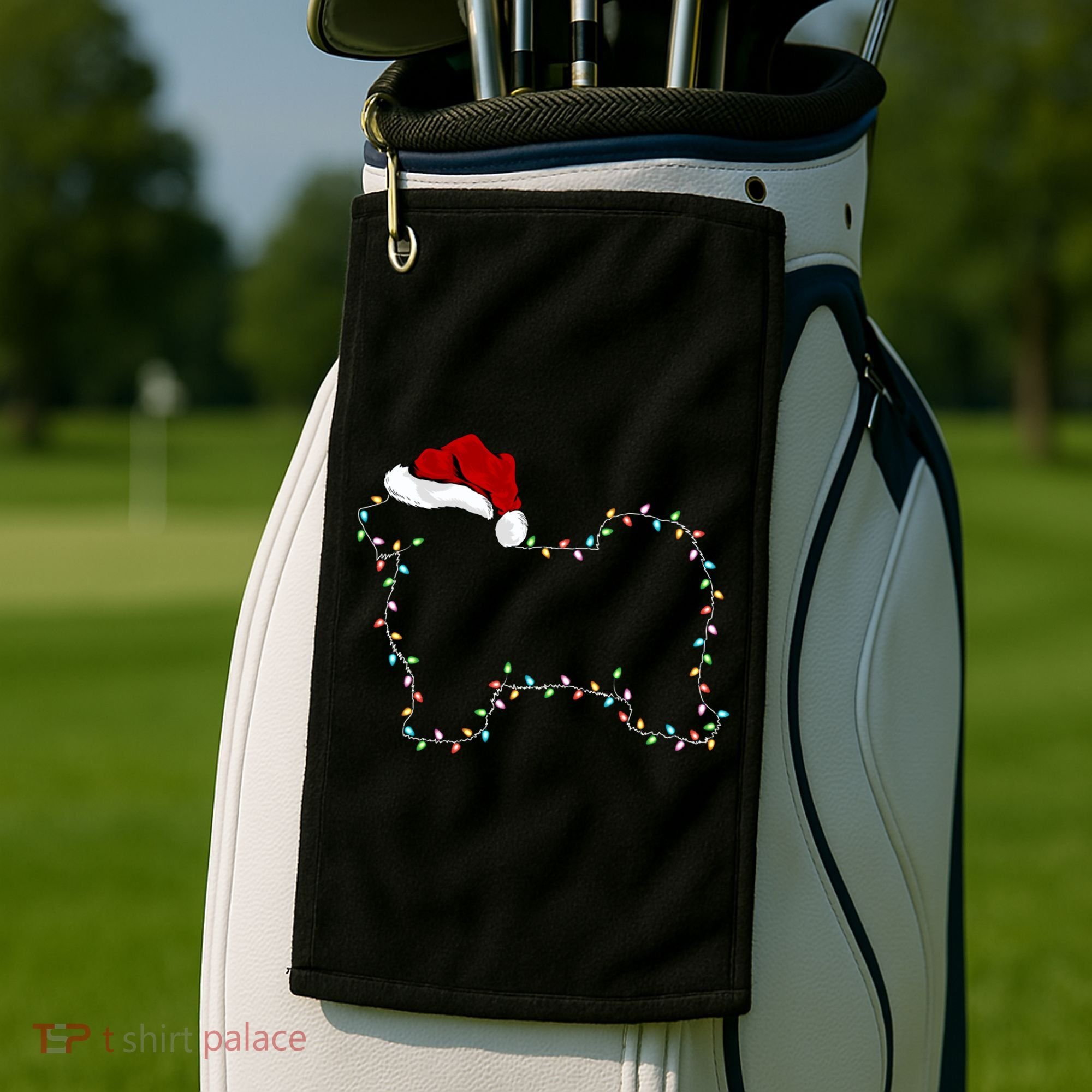 Havanese Dog Xmas Lighting Santa Hat Havanese Christmas Gift Golf Towel