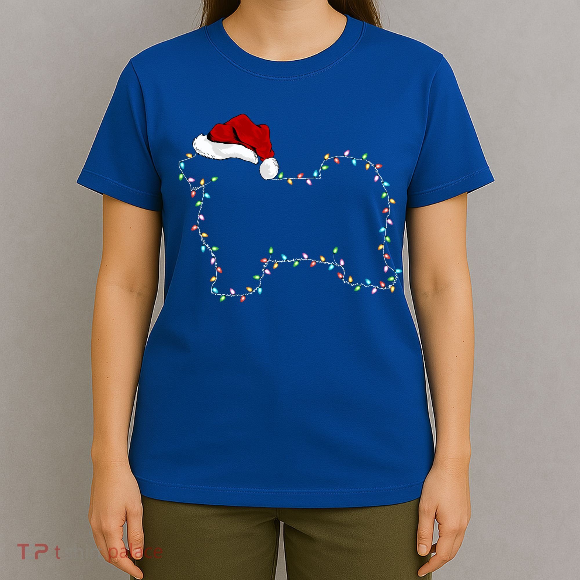 Havanese Dog Xmas Lighting Santa Hat Havanese Christmas Gift T-Shirt