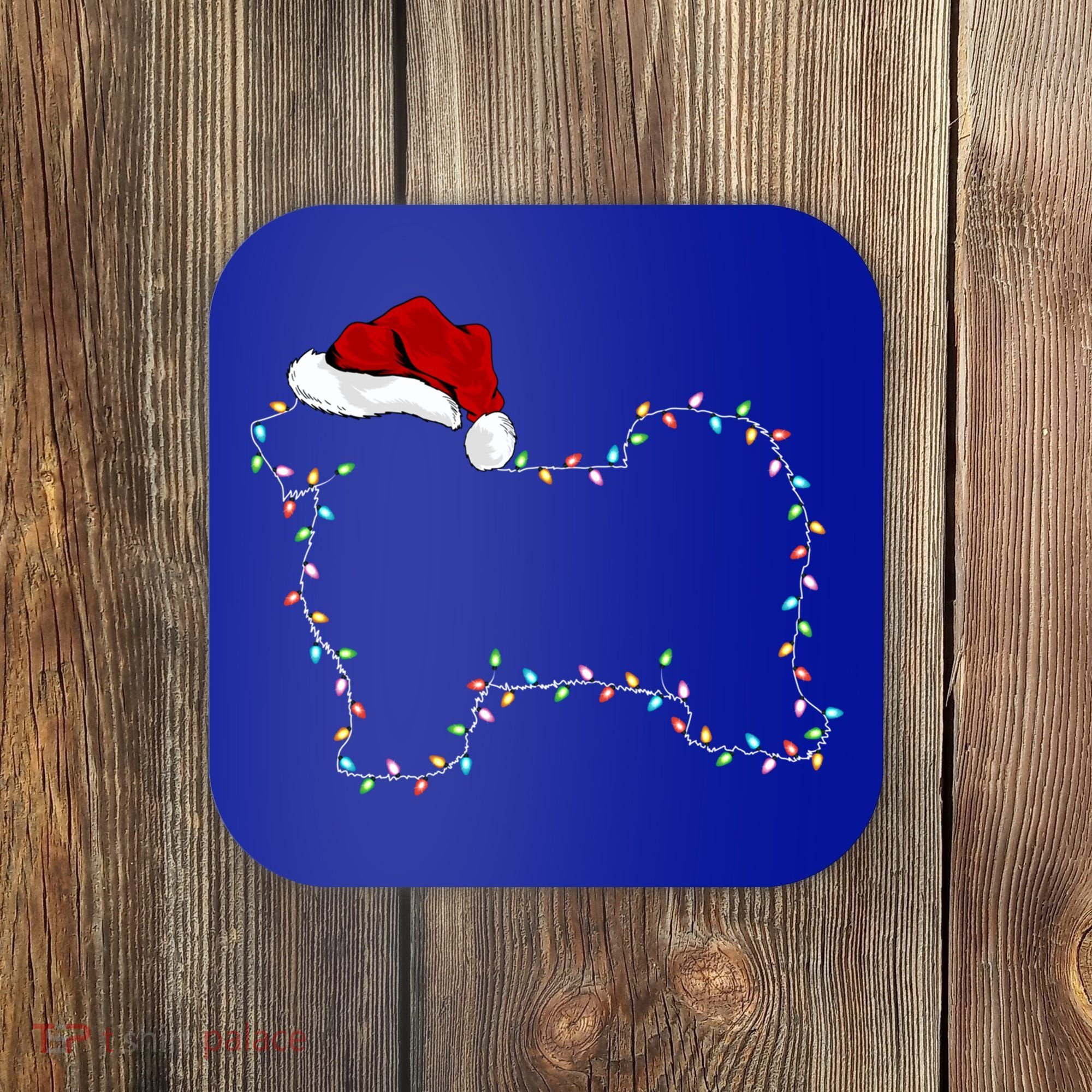 Havanese Dog Xmas Lighting Santa Hat Havanese Christmas Gift Coaster
