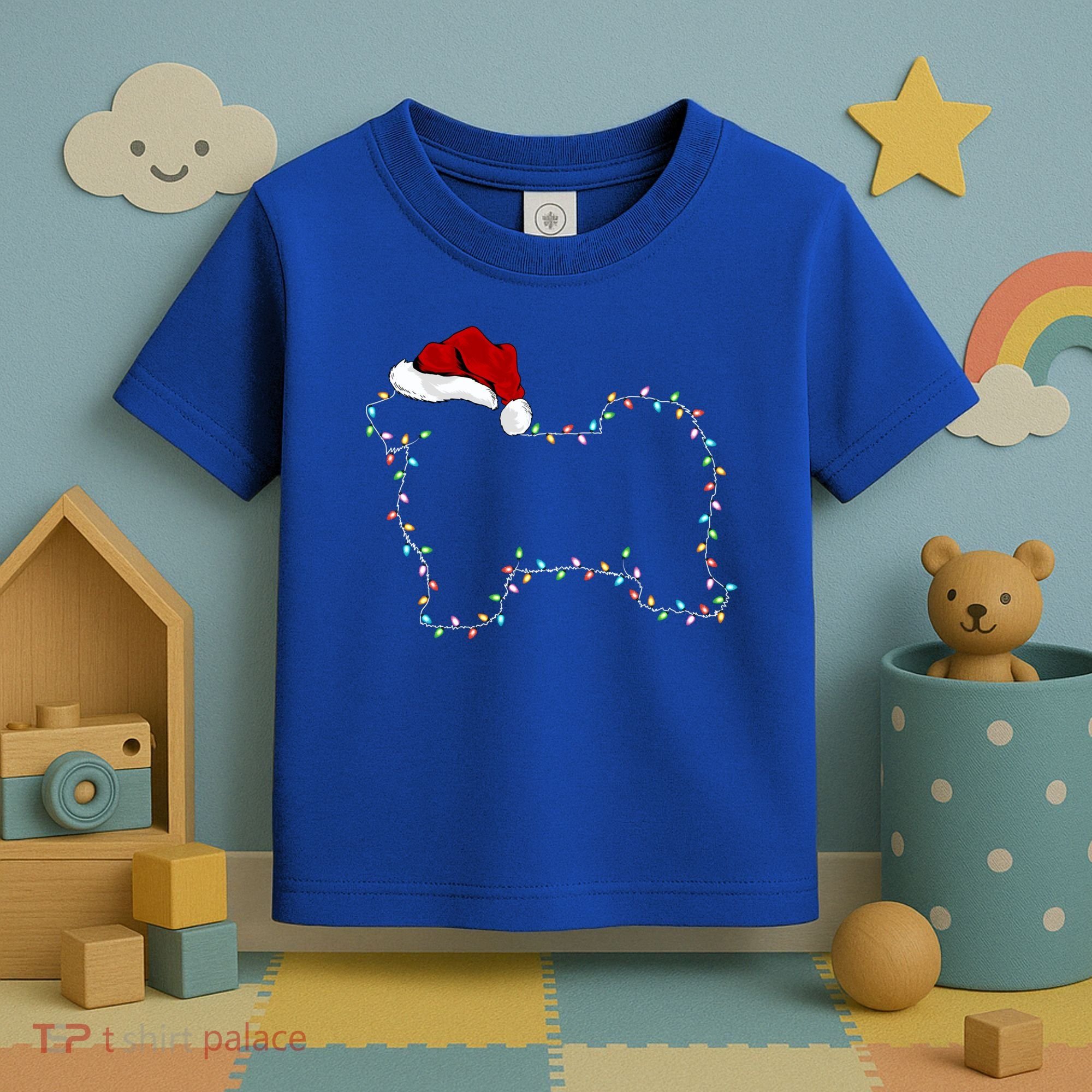 Havanese Dog Xmas Lighting Santa Hat Havanese Christmas Gift Toddler T-Shirt