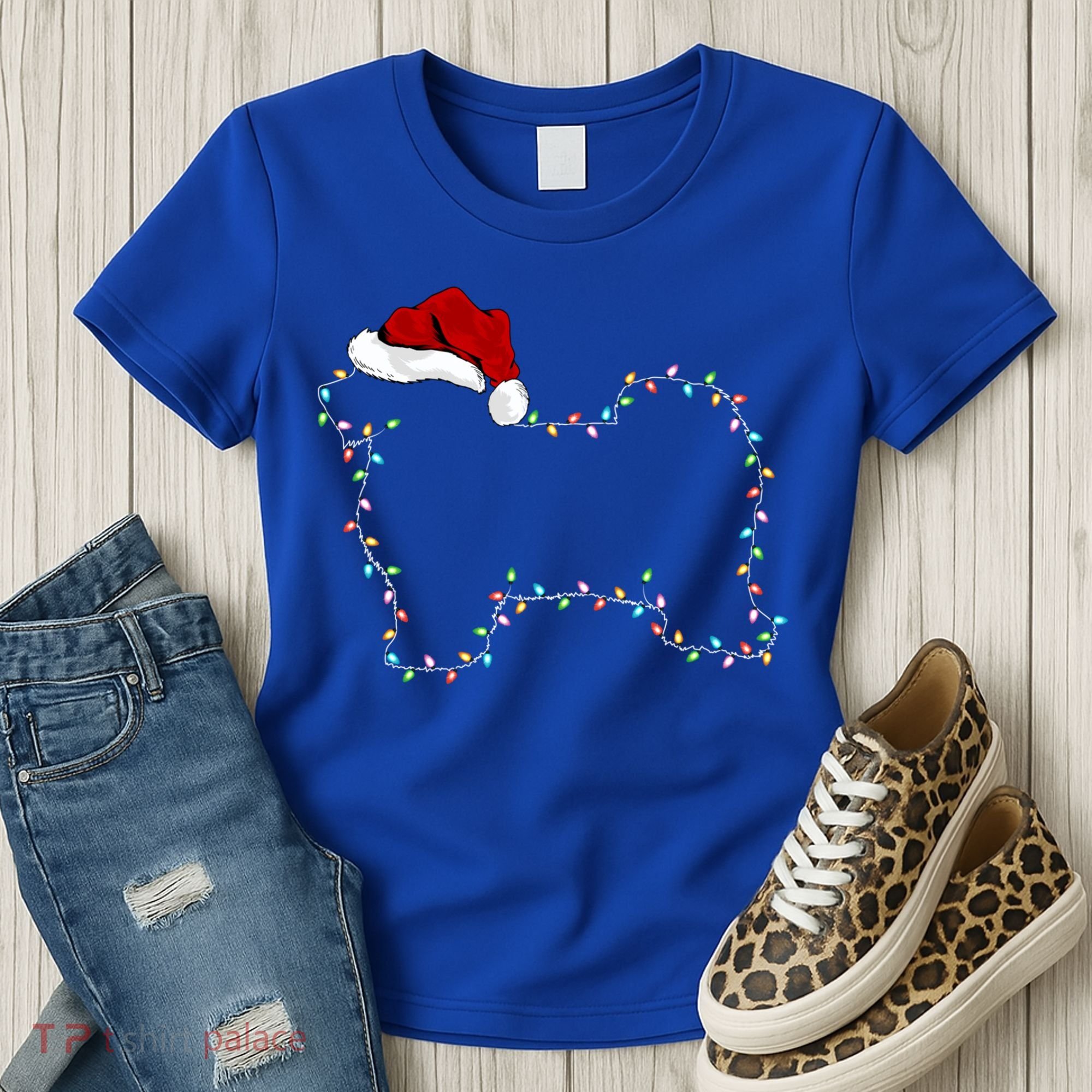Havanese Dog Xmas Lighting Santa Hat Havanese Christmas Gift Women's T-Shirt