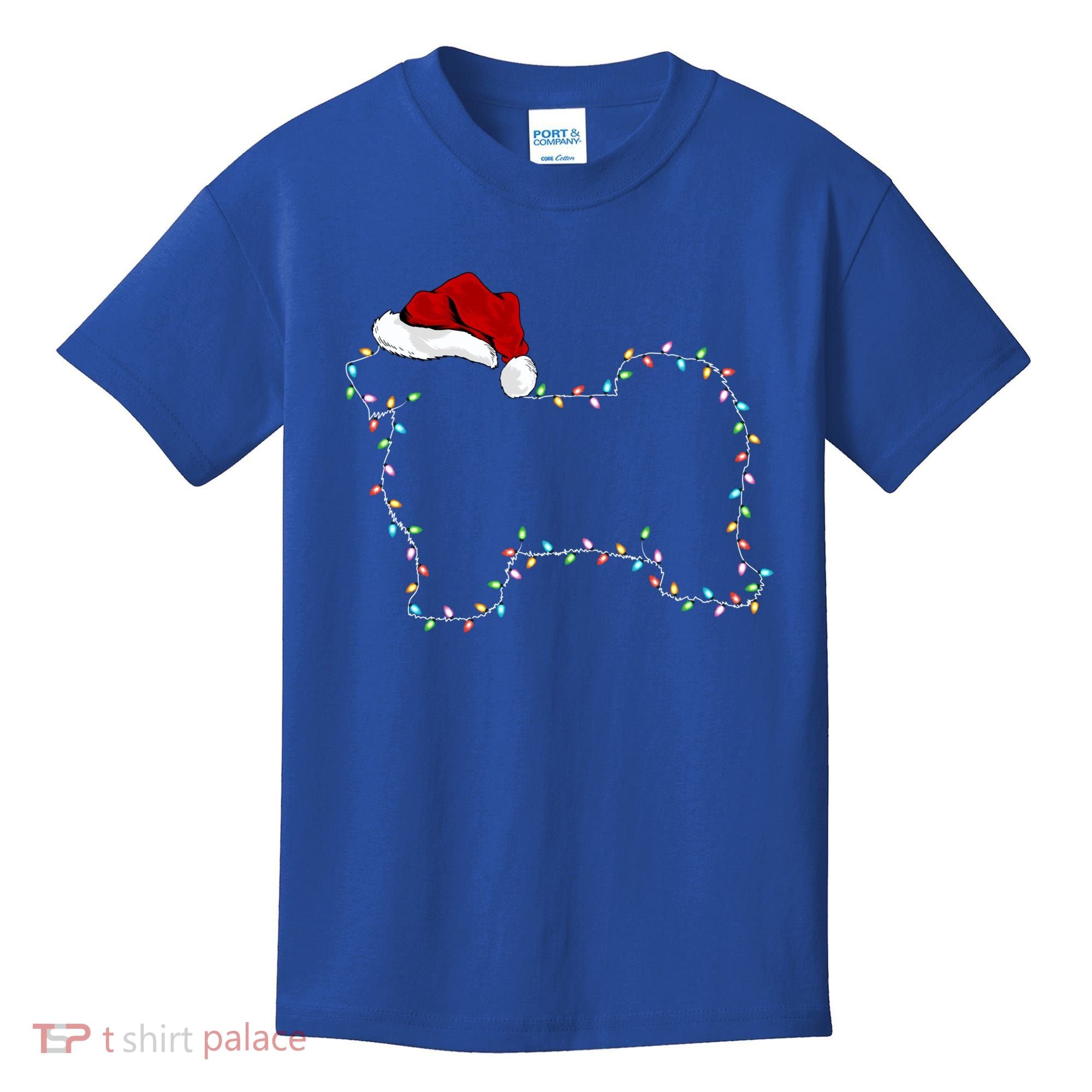 Havanese Dog Xmas Lighting Santa Hat Havanese Christmas Gift Kids T-Shirt