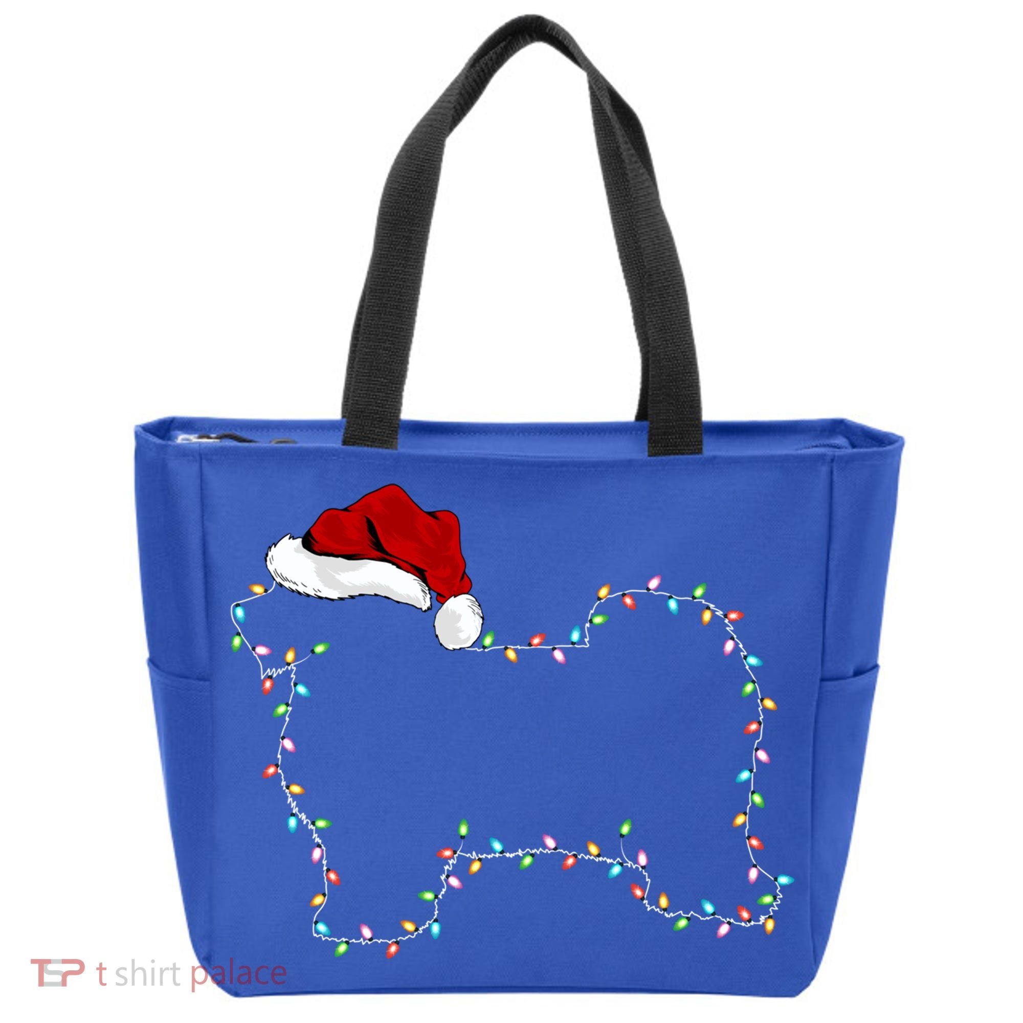 Havanese Dog Xmas Lighting Santa Hat Havanese Christmas Gift Tote Bag