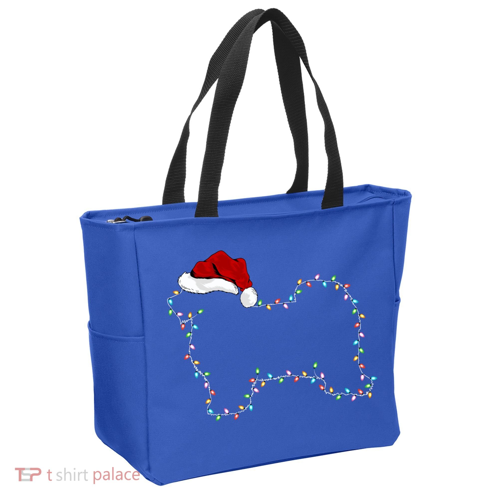 Havanese Dog Xmas Lighting Santa Hat Havanese Christmas Gift Tote Bag