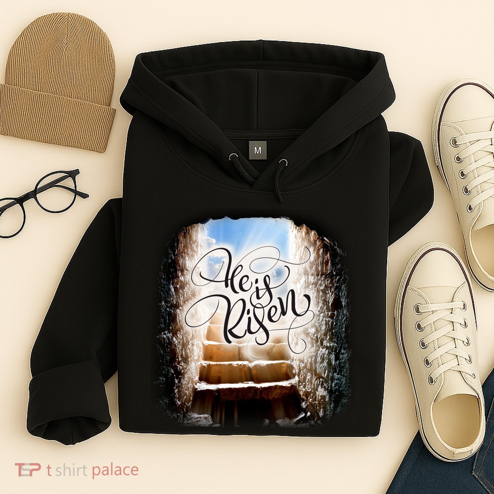 He Has Risen Jesus Christ Tomb Hoodie