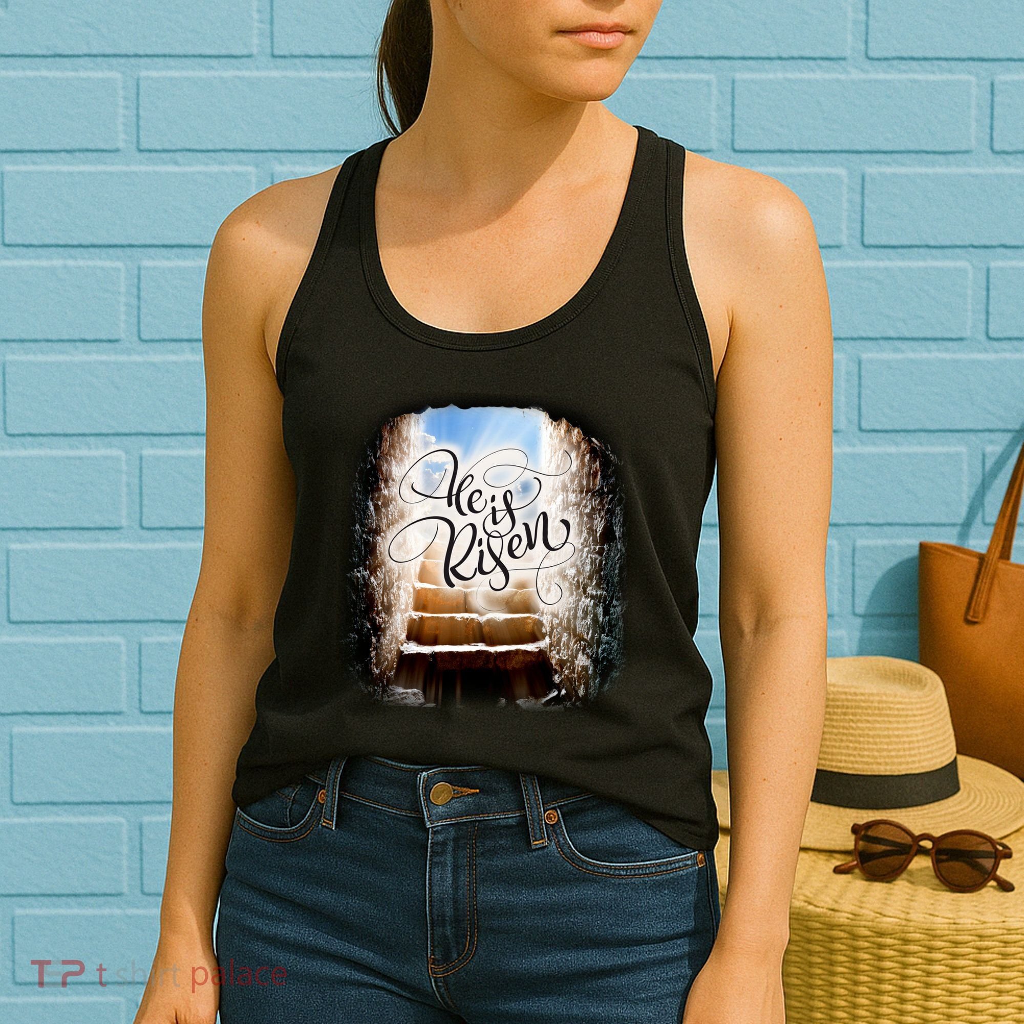 He Has Risen Jesus Christ Tomb Women's Tank Top