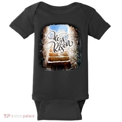 He Has Risen Jesus Christ Tomb Baby Bodysuit