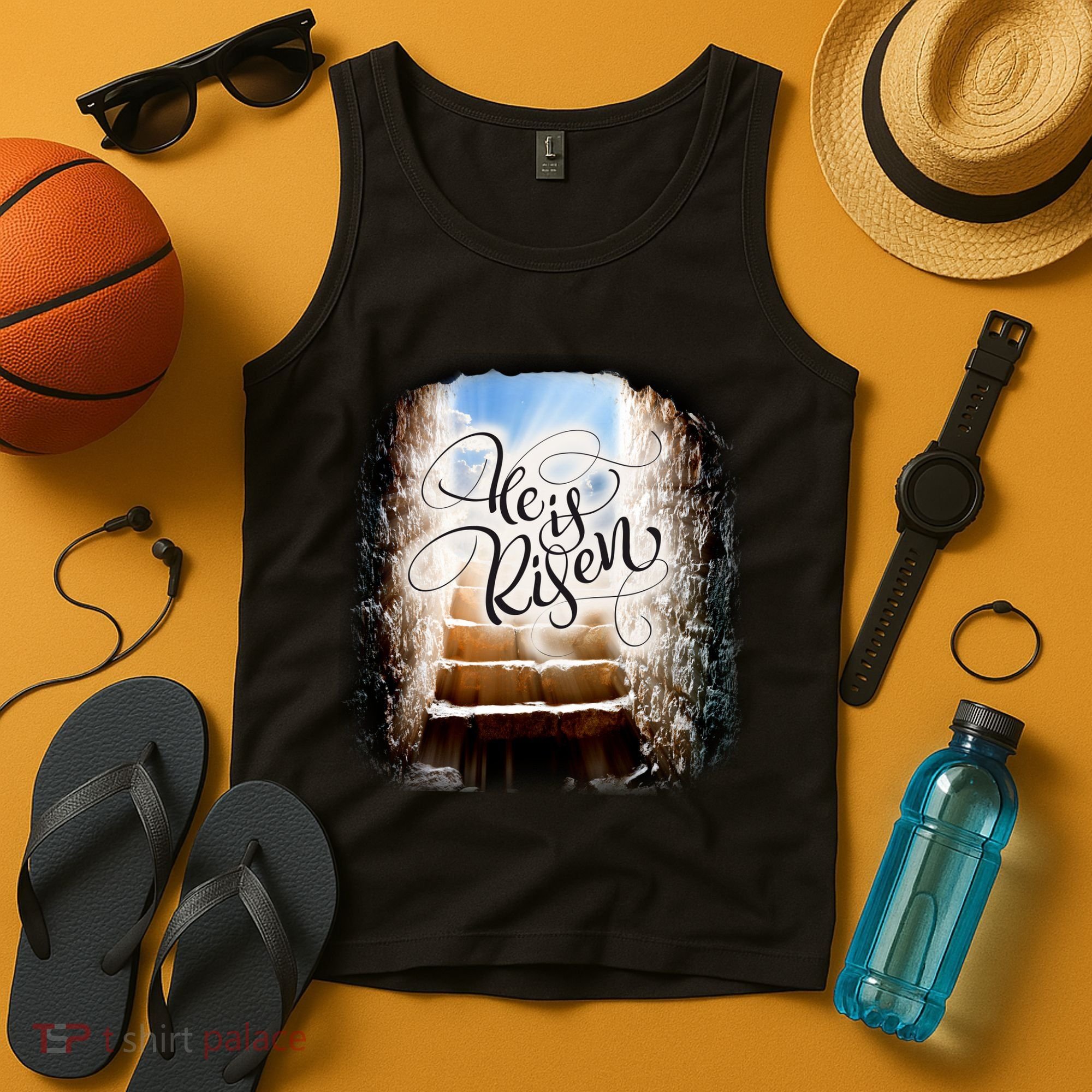 He Has Risen Jesus Christ Tomb Tank Top