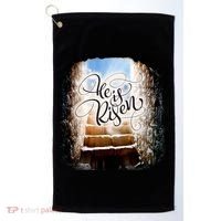 He Has Risen Jesus Christ Tomb Golf Towel thumb 0