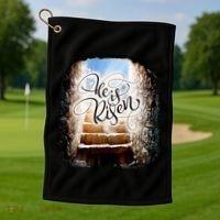 He Has Risen Jesus Christ Tomb Golf Towel thumb 1